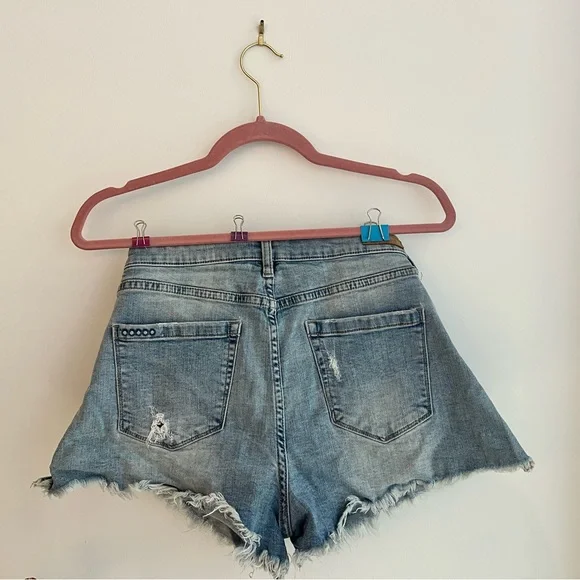 Blank NYC Light Blue Jean Shorts with Dark Blue Embroidery - Picture 5 of 7